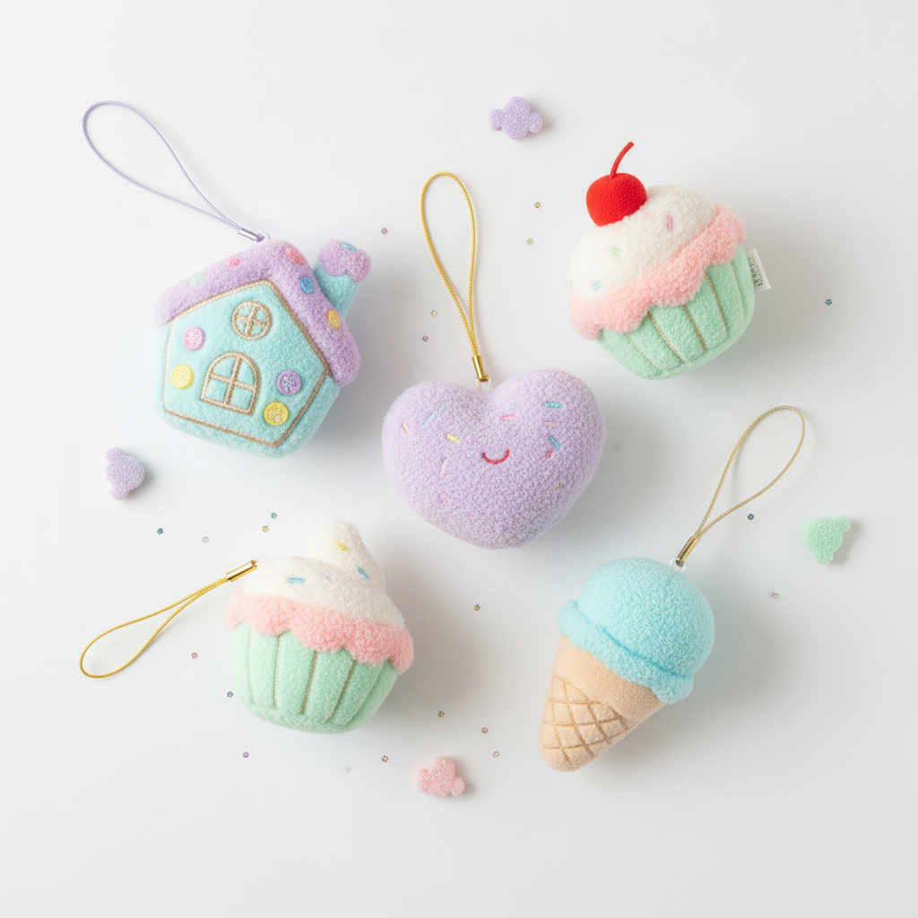 Pastel Sweet-Themed Plush Bag Charms