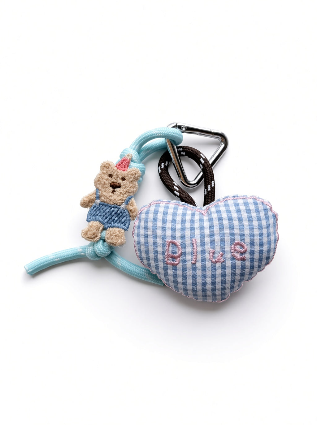 Cute Teddy Bear Blue Heart Plush Keychain Bag Charm