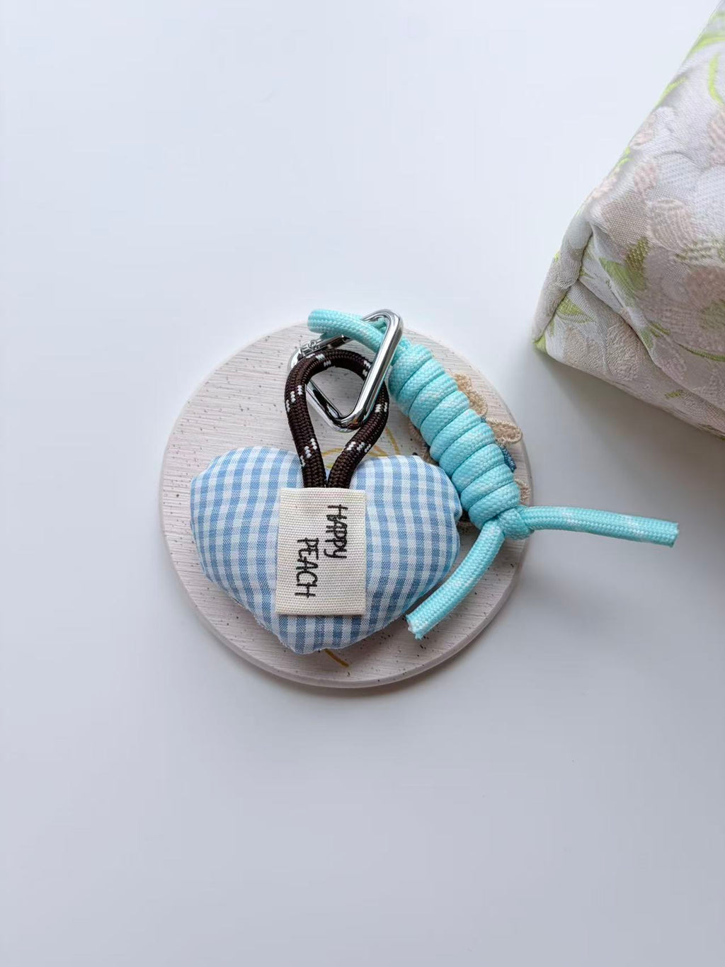 Cute Teddy Bear Blue Heart Plush Keychain Bag Charm