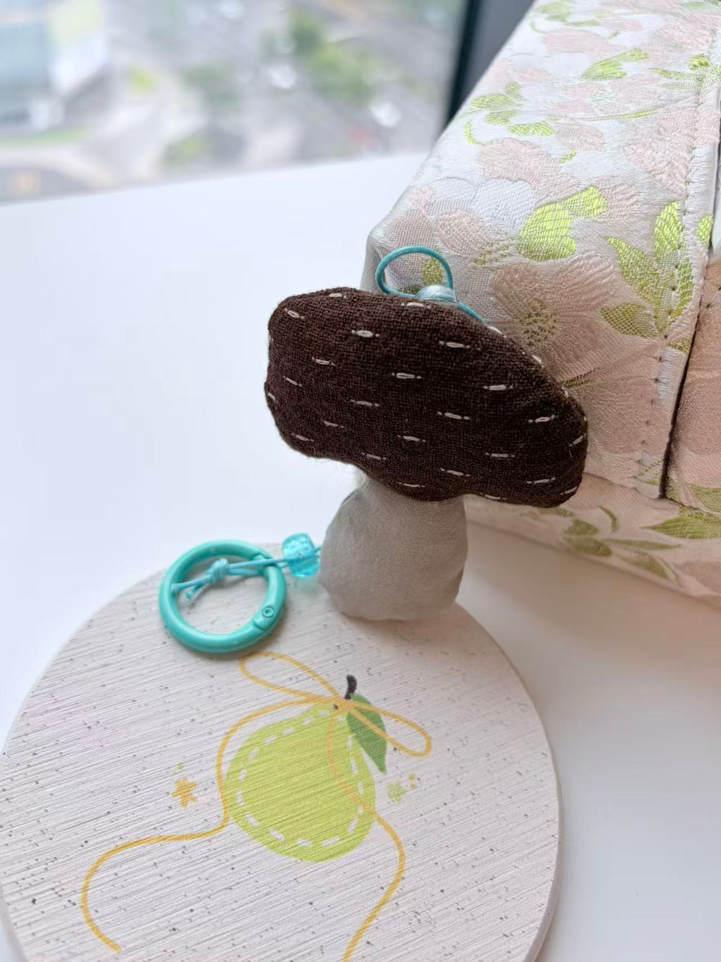 Cute Brown Mushroom Plush Keychain Bag Charm