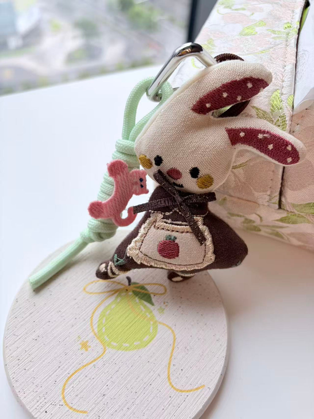 Cute Bunny in Dress Plush Keychain Bag Charm