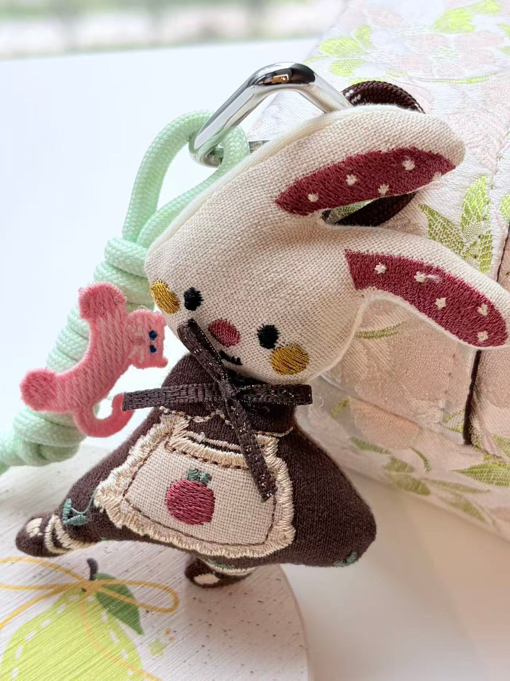 Cute Bunny in Dress Plush Keychain Bag Charm