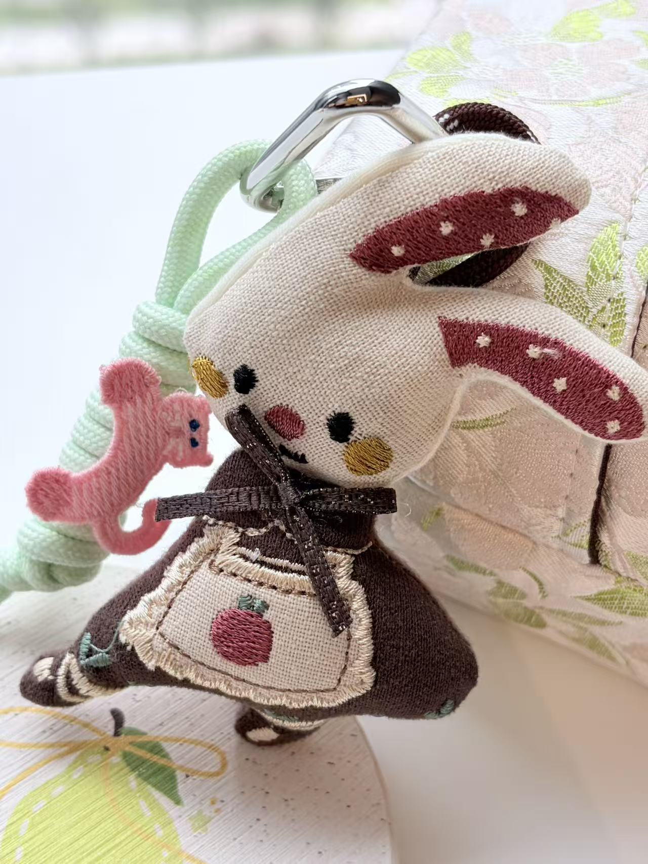 Cute Bunny in Dress Plush Keychain Bag Charm