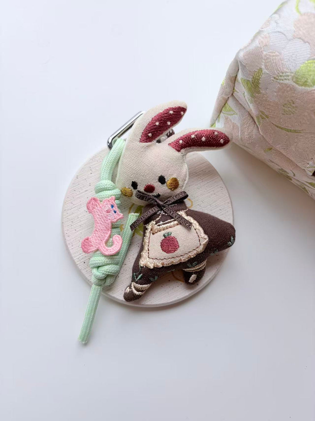 Cute Bunny in Dress Plush Keychain Bag Charm