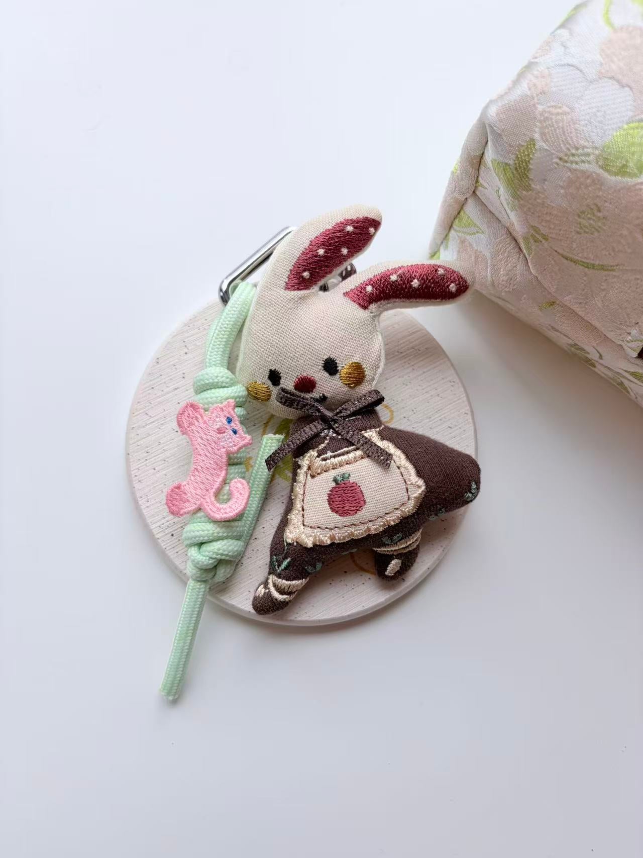Cute Bunny in Dress Plush Keychain Bag Charm