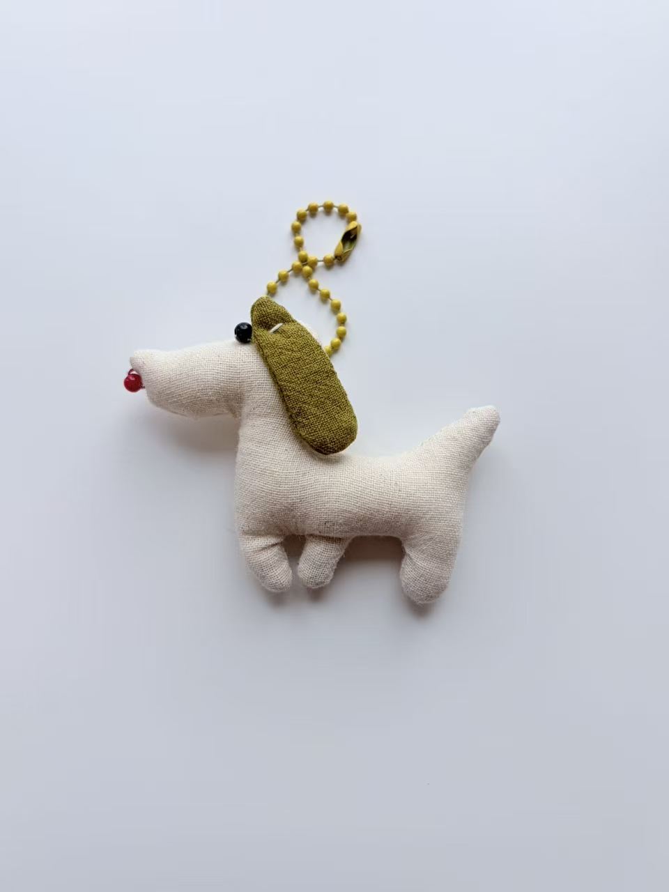 Cute Beige Dachshund Plush Keychain Bag Charm