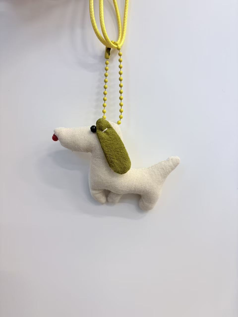 Cute Beige Dachshund Plush Keychain Bag Charm