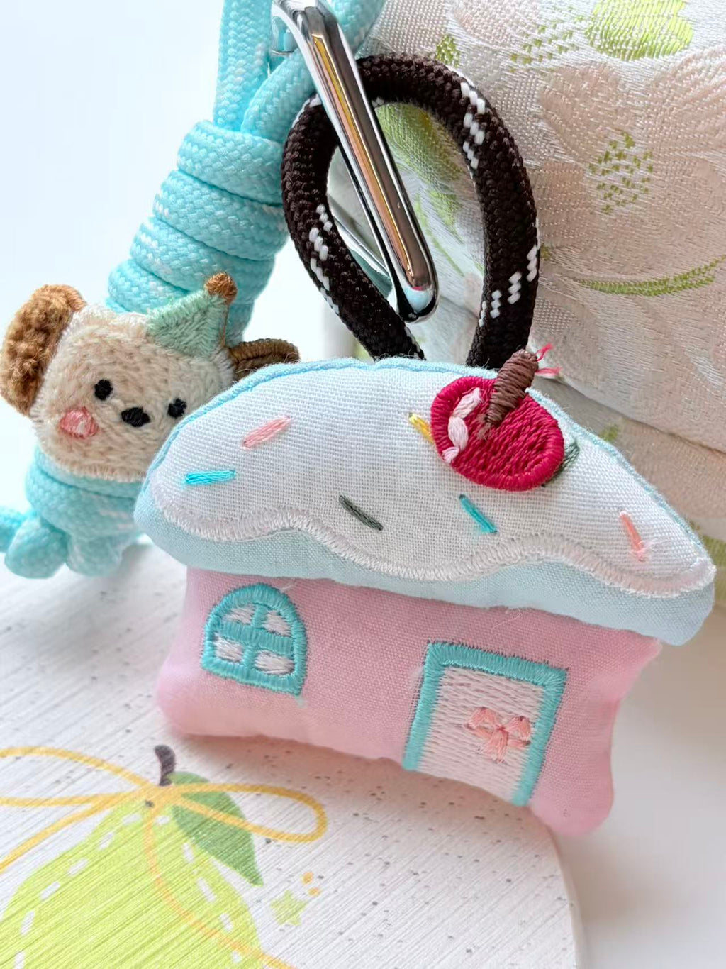 Cute Pastel House Plush Keychain Bag Charm