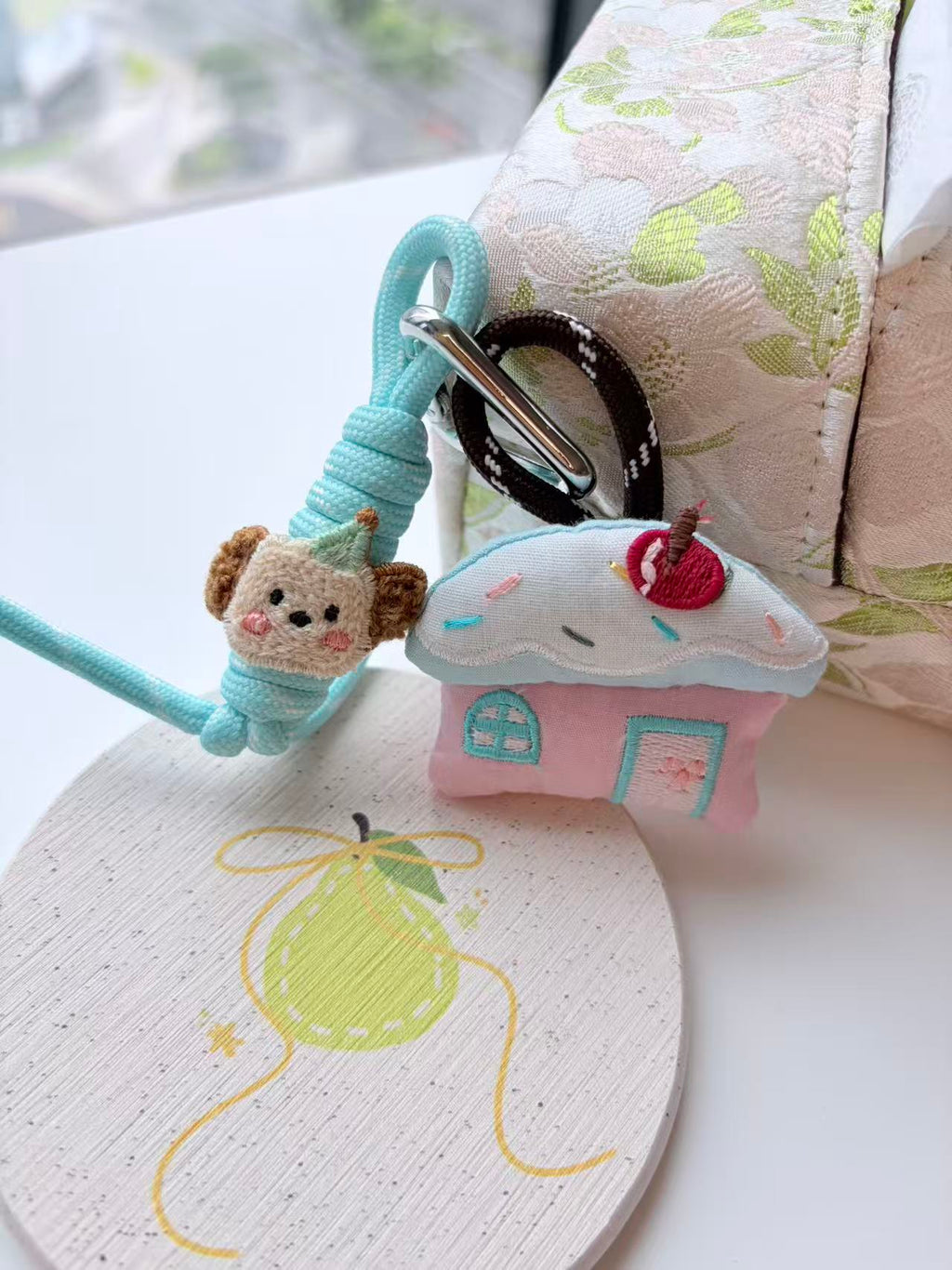 Cute Pastel House Plush Keychain Bag Charm
