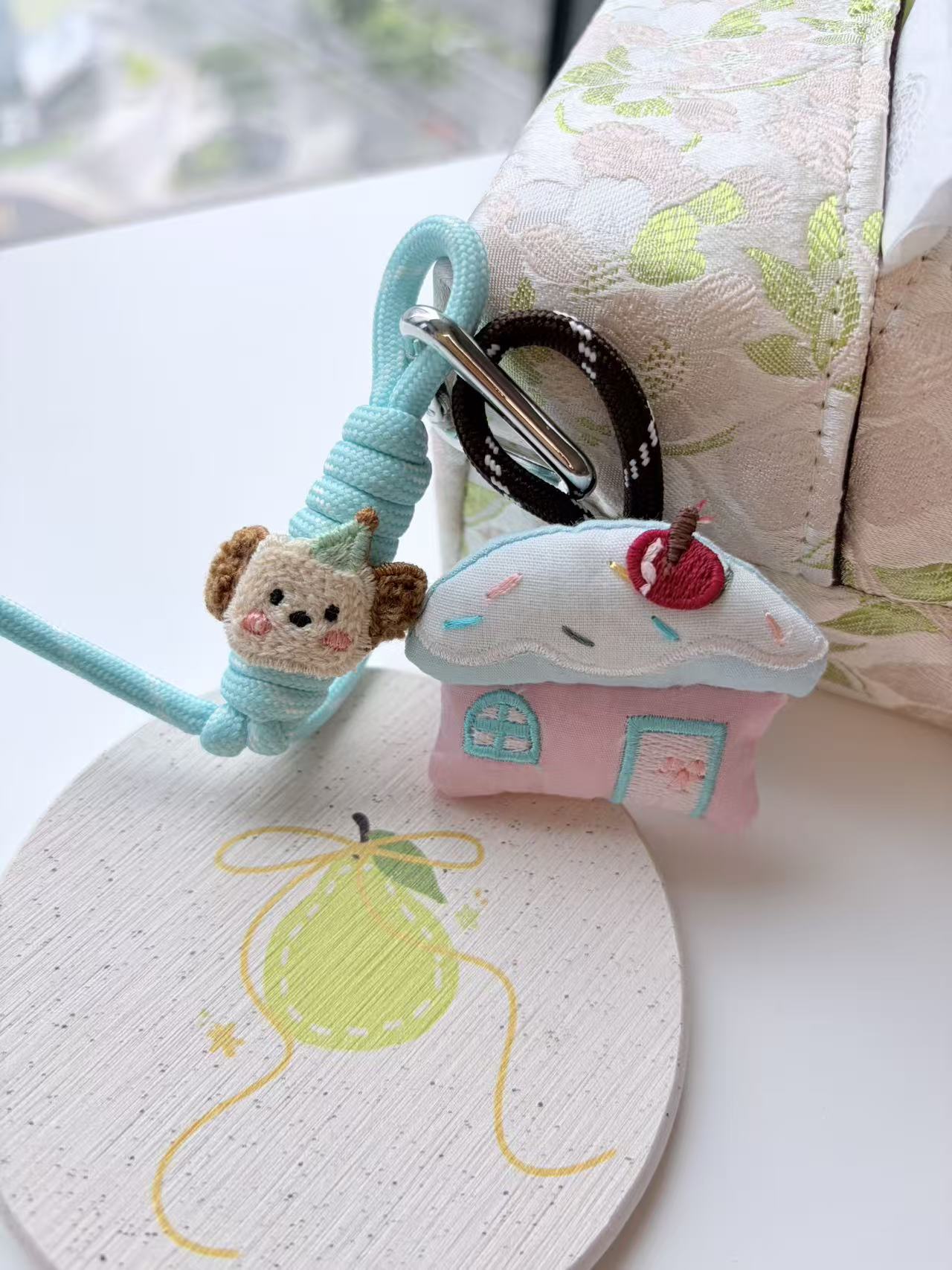 Cute Pastel House Plush Keychain Bag Charm