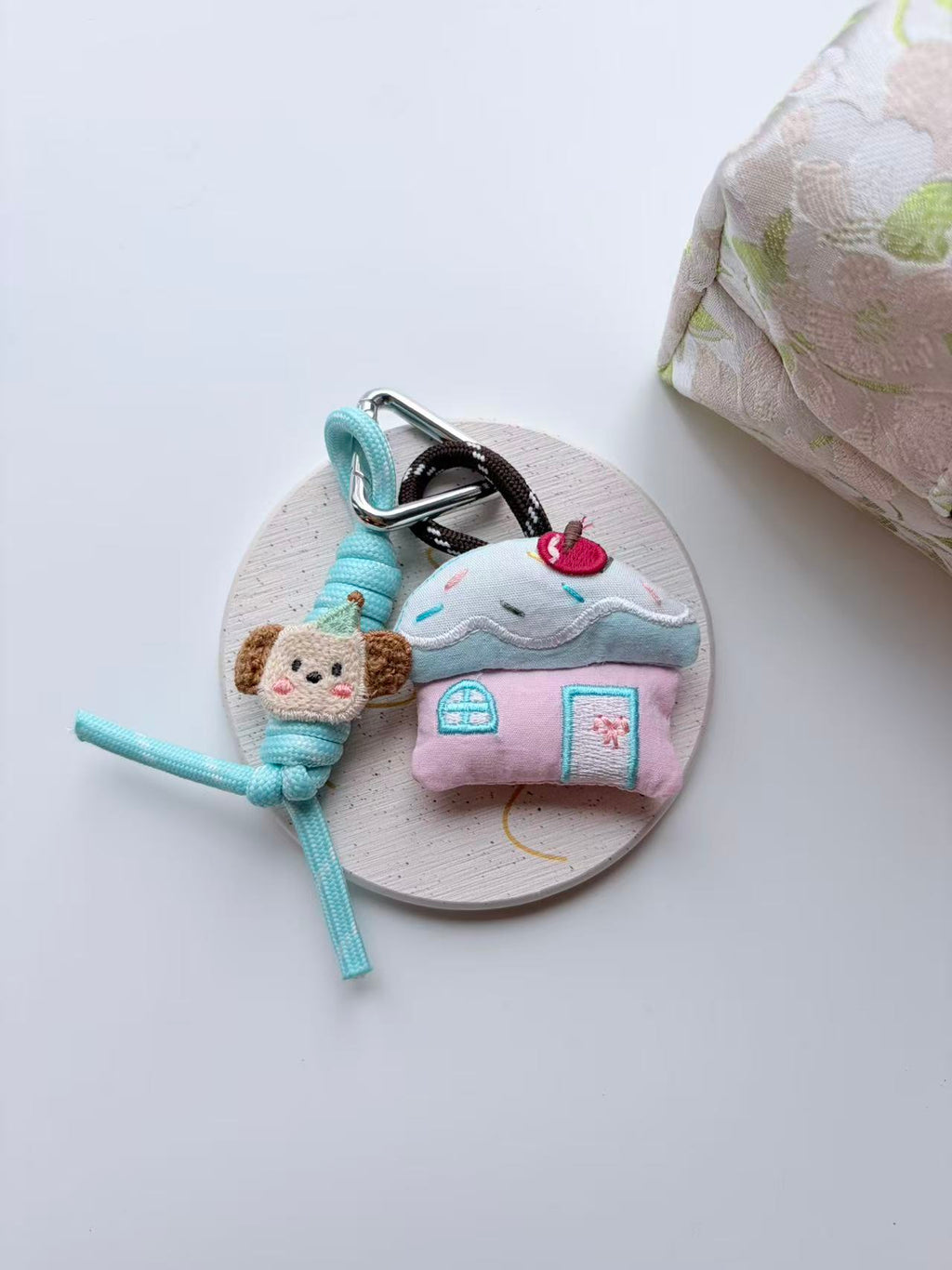 Cute Pastel House Plush Keychain Bag Charm